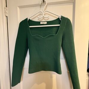 Babaton Green Ribbed Top